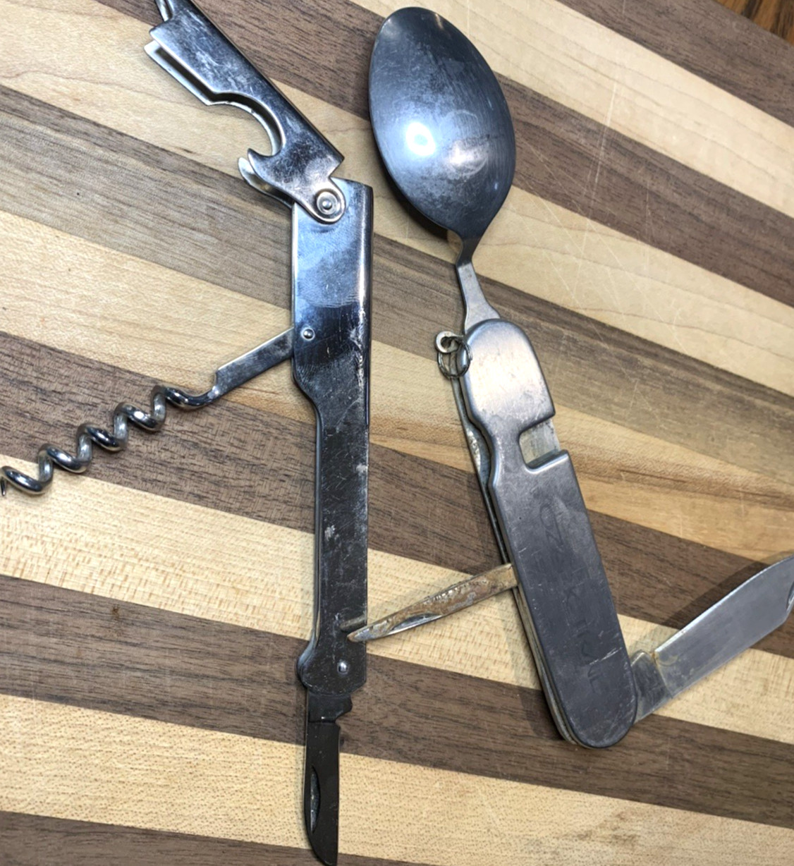 Lot 4 Vintage Corkscrew Multi-Tool Knife Bonus Knife Included! Military Spoon