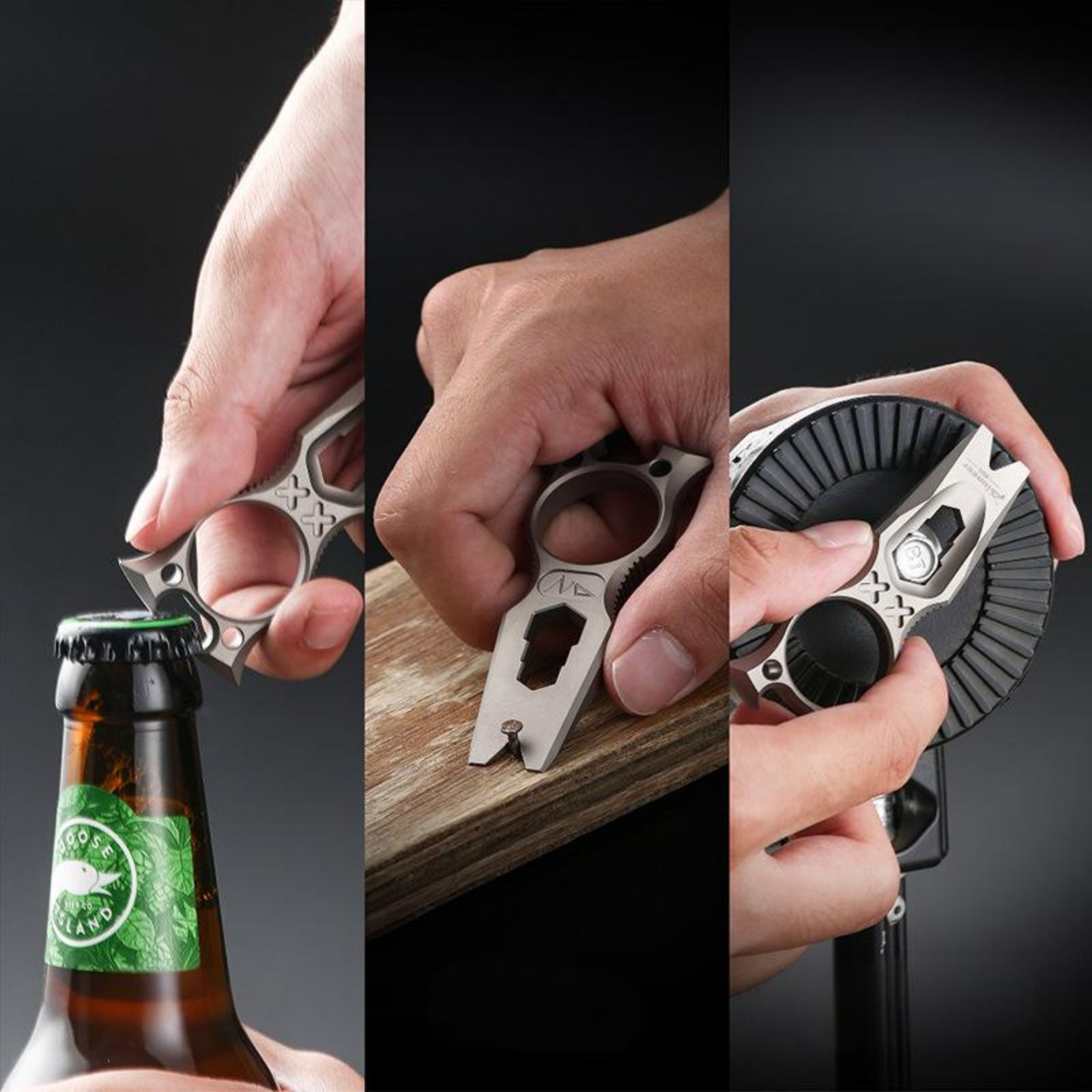 Titanium Alloy EDC Knuckle Pry Bar Multi-Tool Keychain Pendant Durable