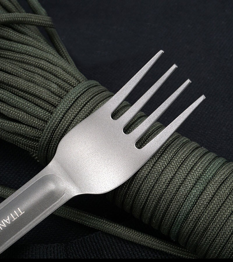 Pure Titanium Tableware Spoon +Fork Portable Outdoor Camping Travel EDC Tool