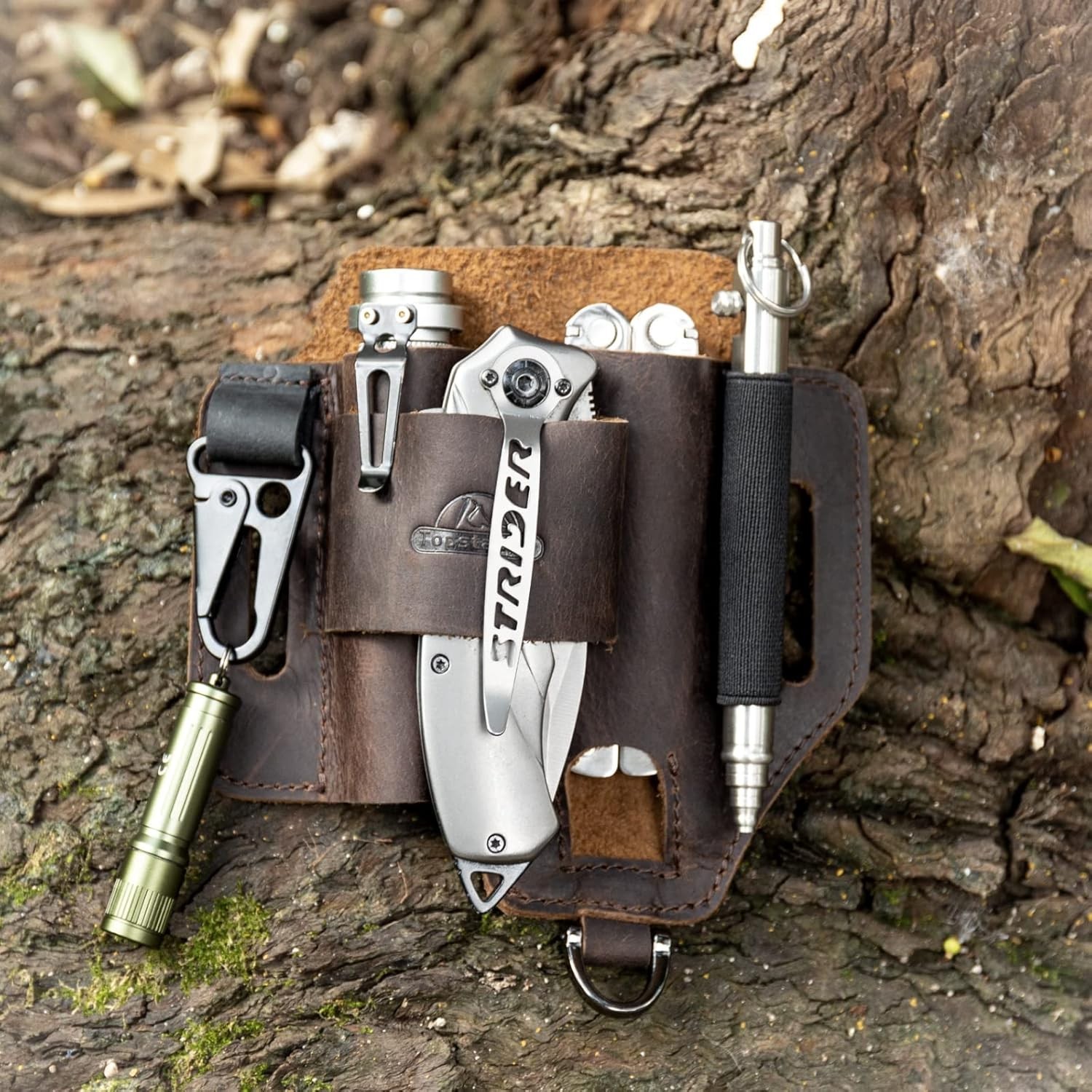 Versatile Leather Multitool Sheath with Extra Belt Loop – Perfect EDC Organizer
