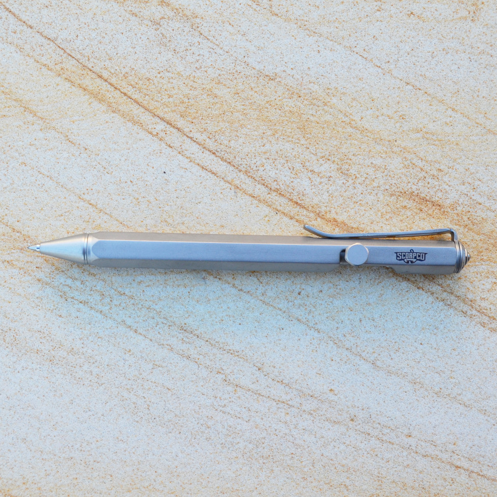 Titanium T5 Pen Tungsten Tip Bolt Action Hex Easy Grip G2 ink refills SCORPCO