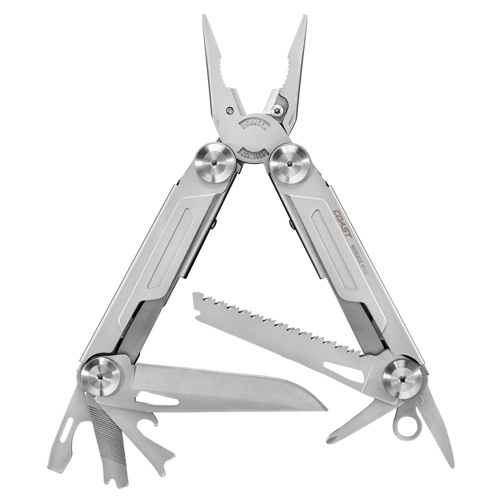 COAST MT400 Mackenzie Multi-Tool with Sheath, 13 Tools, Stainless, NEW