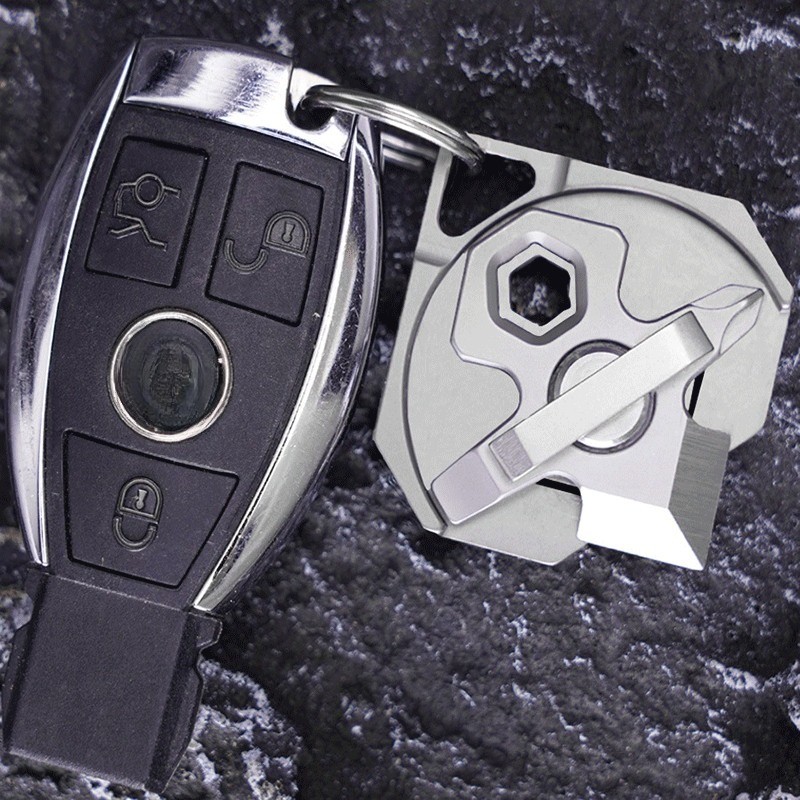 4 IN 1 Titanium Multi Tools Screwdriver Cutter Portable Camping EDC Keychain