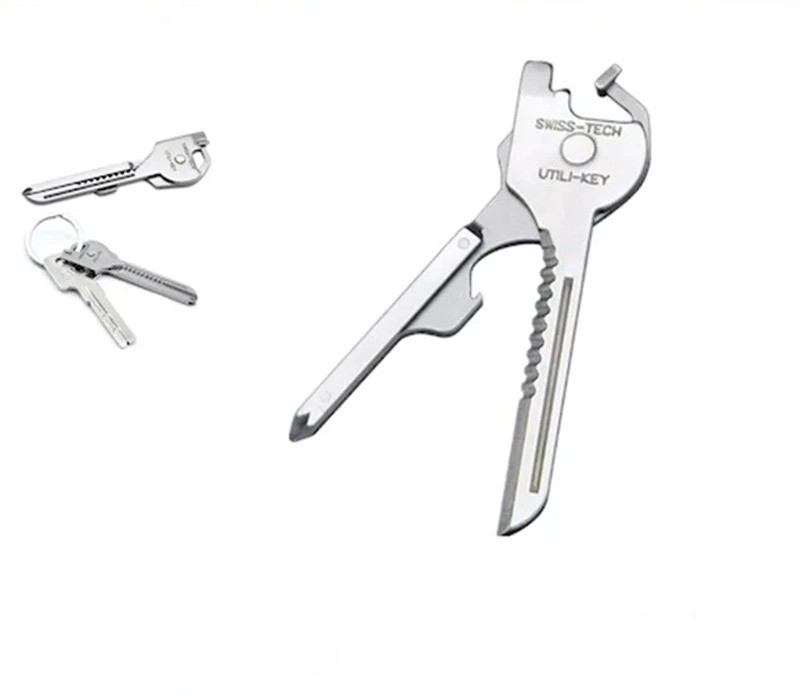 EDC 6 in 1 Multi-functional Stainless Utili-Key Key Ring Pocket Opener Keychain