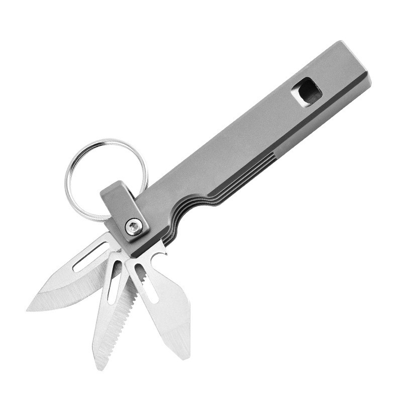 5-in-1 Pocket Safety Whistle Multi Purpose tool Outdoor Camping Folding Blade