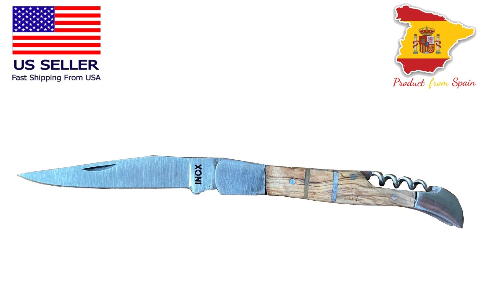Pocket Knife 3.2″ Stainless With Wooden Handle Corkscrew Handmade Artisan