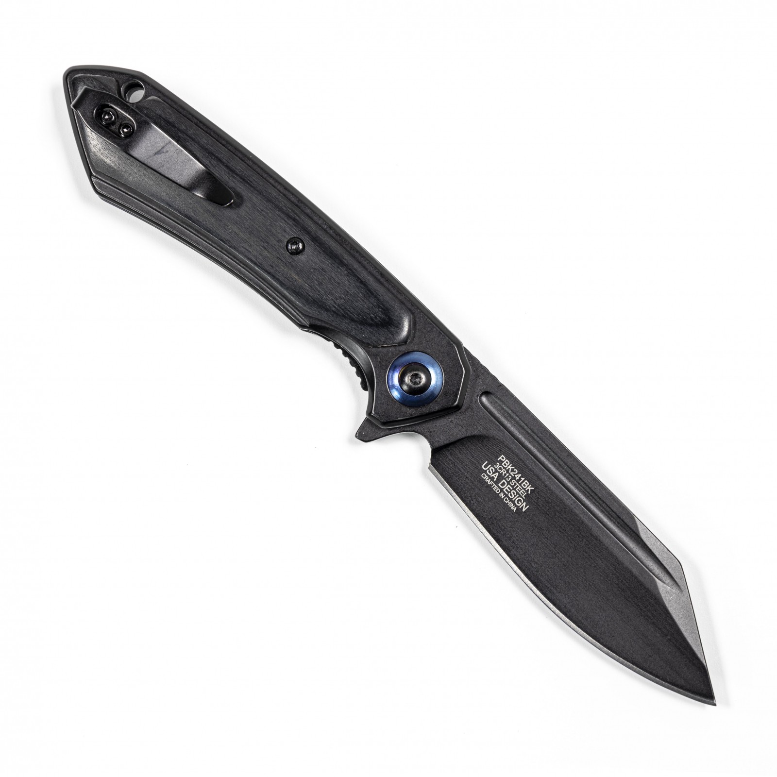 ASR Tactical Drop Point Blade Thumb Assist Pocket Knife Stainless Steel – Black