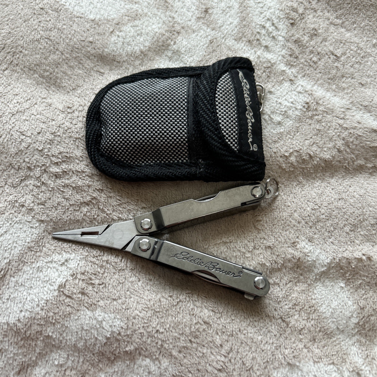 Eddie Bauer Silver Multi-Tool With Grey & Black Sheath Multi Bit Screwdriver 2”