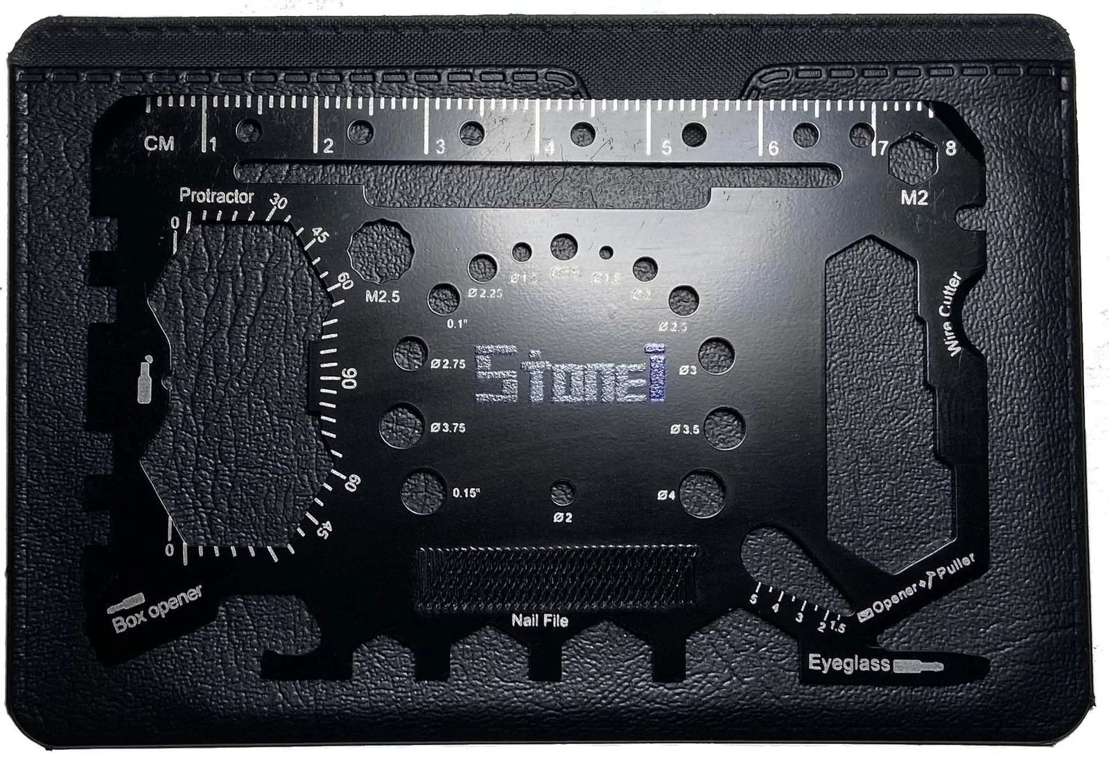 52 in 1 Wallet Multitool Multifunction Tool Card Set w/ Leather Card Holder