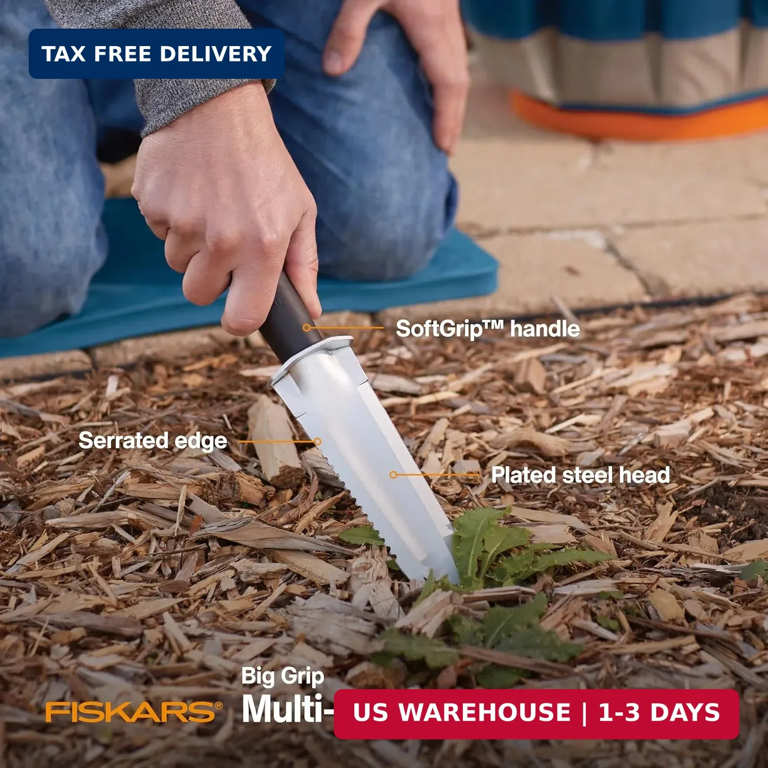Fiskars Steel Garden Knife, Multi-Purpose Weed Puller Gardening Tool for Plantin