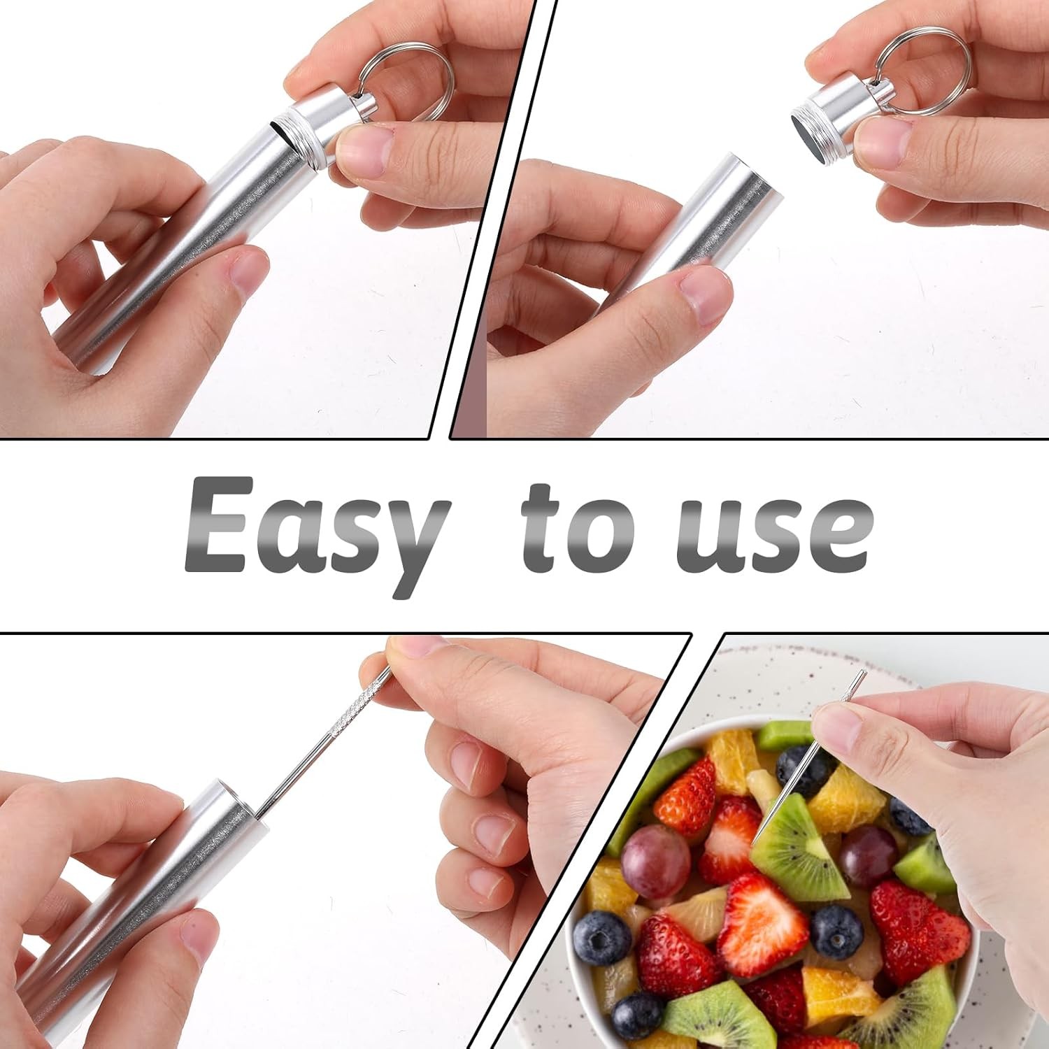 Metal Toothpicks Portable Metal Toothpick Holder W/ 10 Pcs Reusable Stainless
