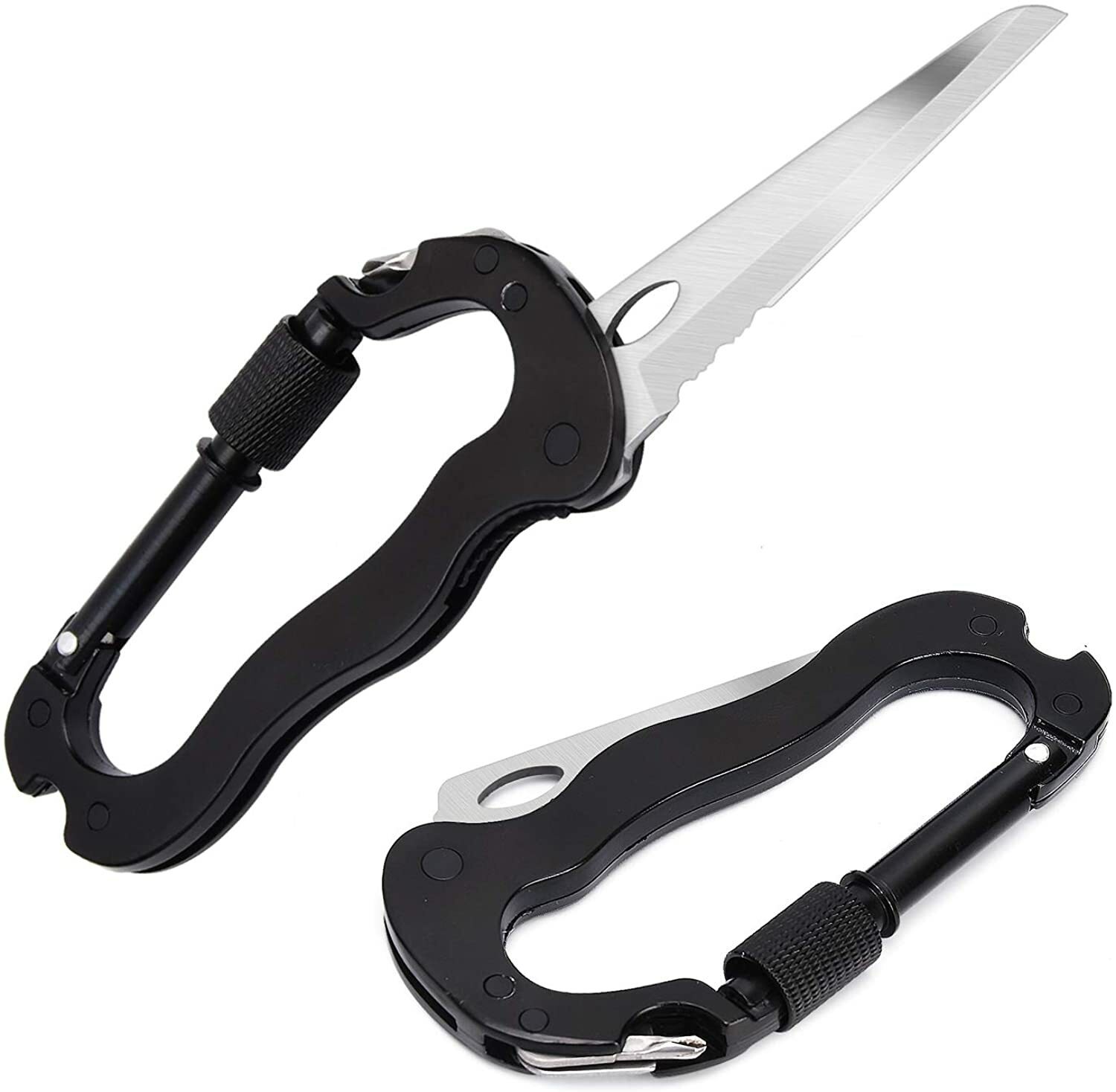2PACK Survival camping EDC multi-tool equipment carabiner keychain screwdriver