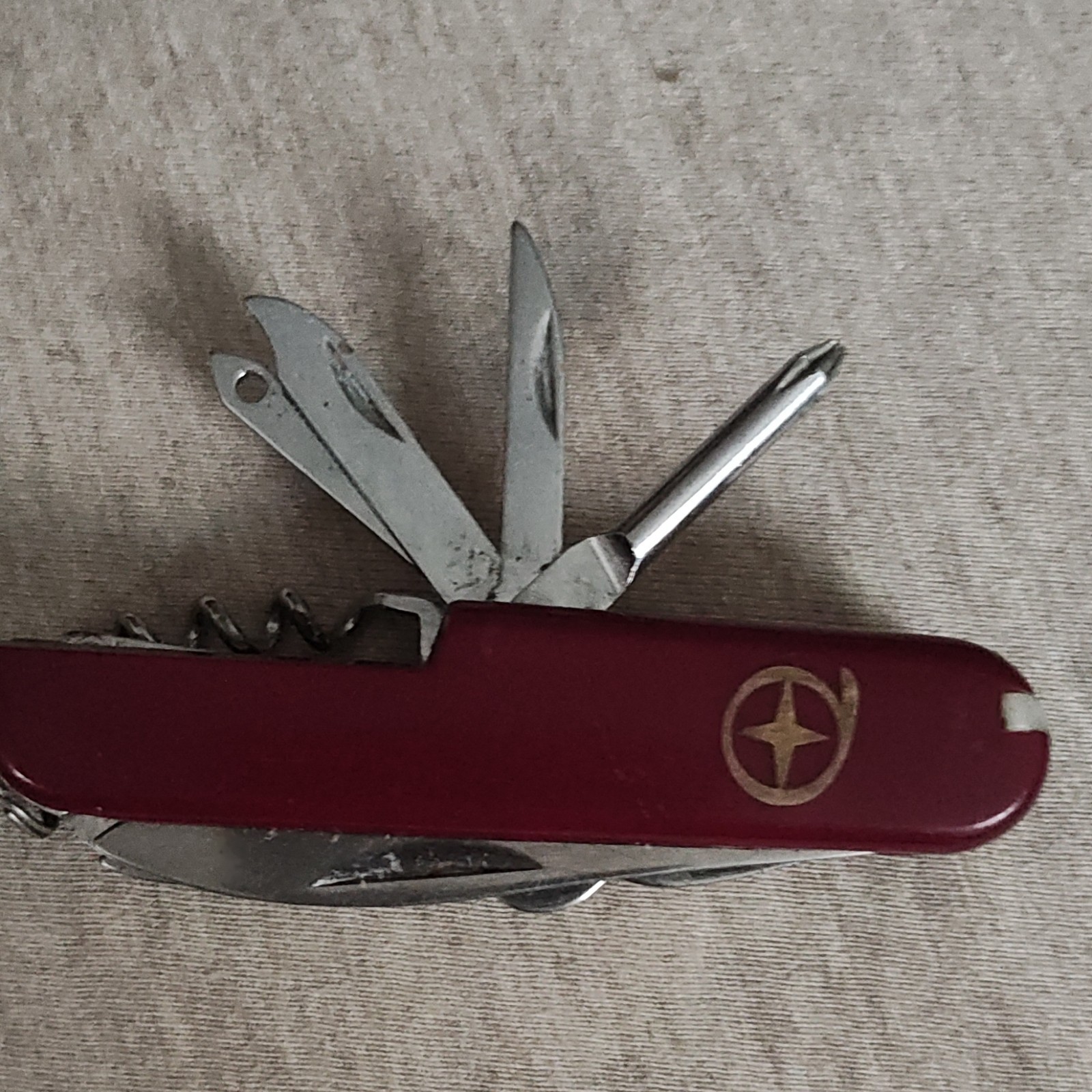 Red Multi-Tool Pocket Knife, Stainless Steel, 5+ Tools, Straight & Serrated