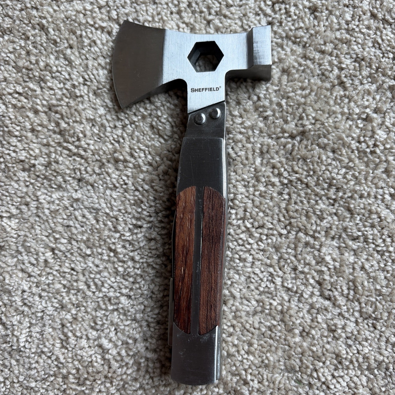 Sheffield Multi Tool Camper 12-In-1 Axe Hammer Saw Screwdriver Blade Scaler