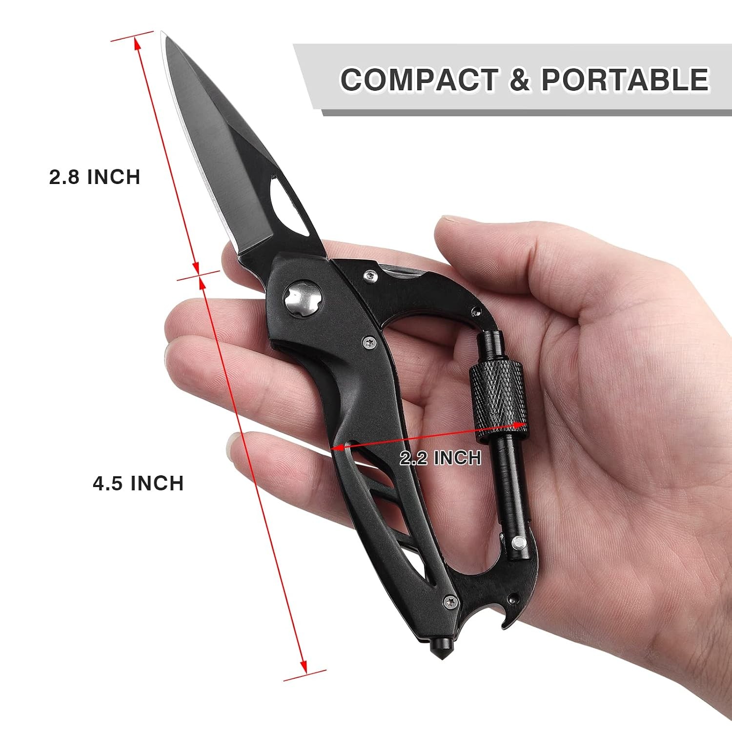 FUNBRO Multitool Carabiner with Pocket Knife, Stocking Stuffers Gifts for Men, E