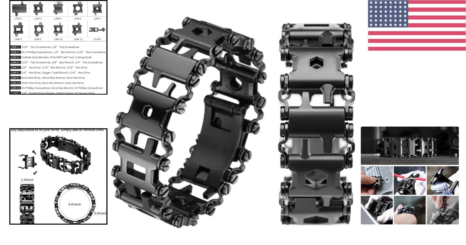 Stainless Steel 29-in-1 Tool Bracelet – Ideal for Sailing and Hiking Adventures