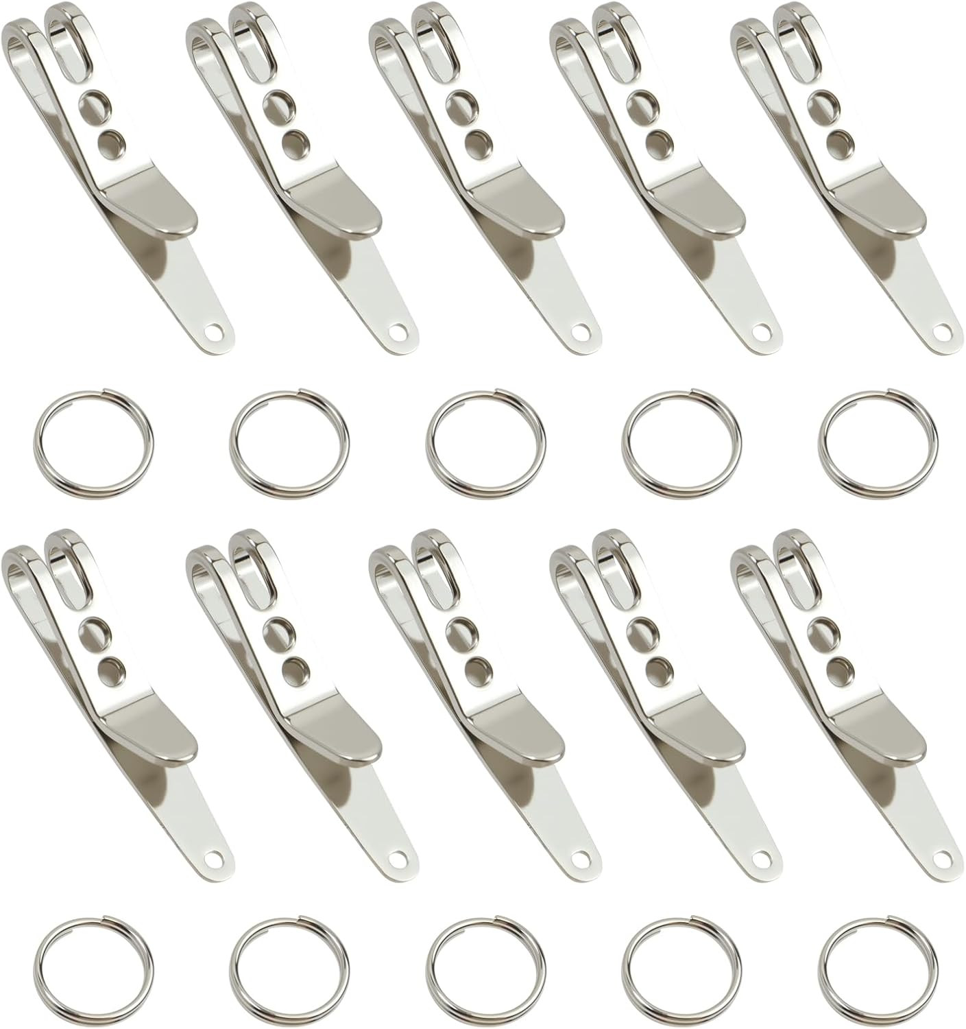 10PC Deep Carry Pocket Clip Set, Heavy – Duty Stainless Steel for EDC Gear, Keys