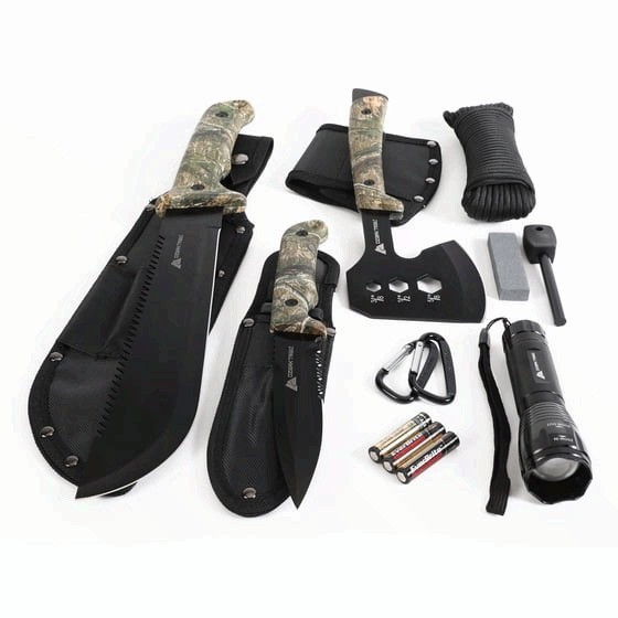 Ozark Trail 12 Piece Camping Tool Set with Flashlight and Machete