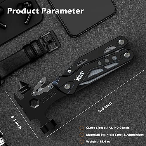 Multitool 16 in 1 Hammer Pliers Knife Screwdrivers Bottle Opener Car Safety