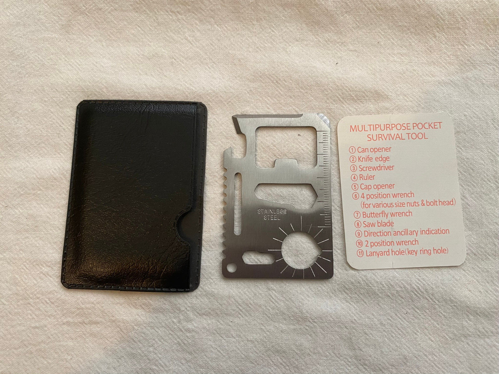 Stainless Steel Credit Card Tool 11 in 1 Multi Pocket Survival Camping Tool