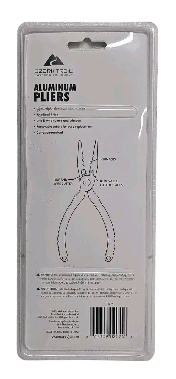 Ozark Trail Outdoor Equipment 8-Inch Stainless Steel Pliers with Sheath