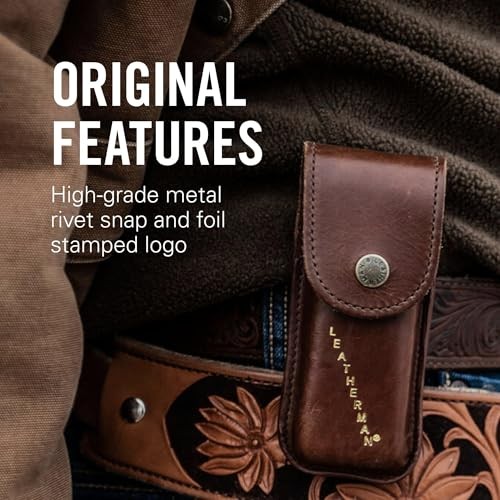 Heritage Leather Snap Sheath for Multi-Tools, Brown, Medium