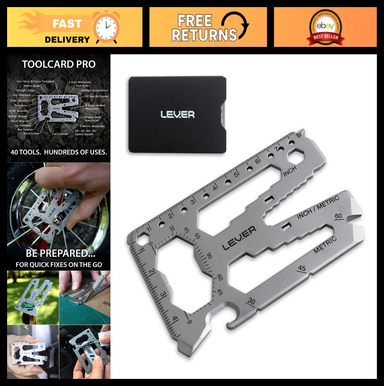 40-in-1 Credit Card Multitool – Slim Survival Tool Card, TSA Approved Wallet Too