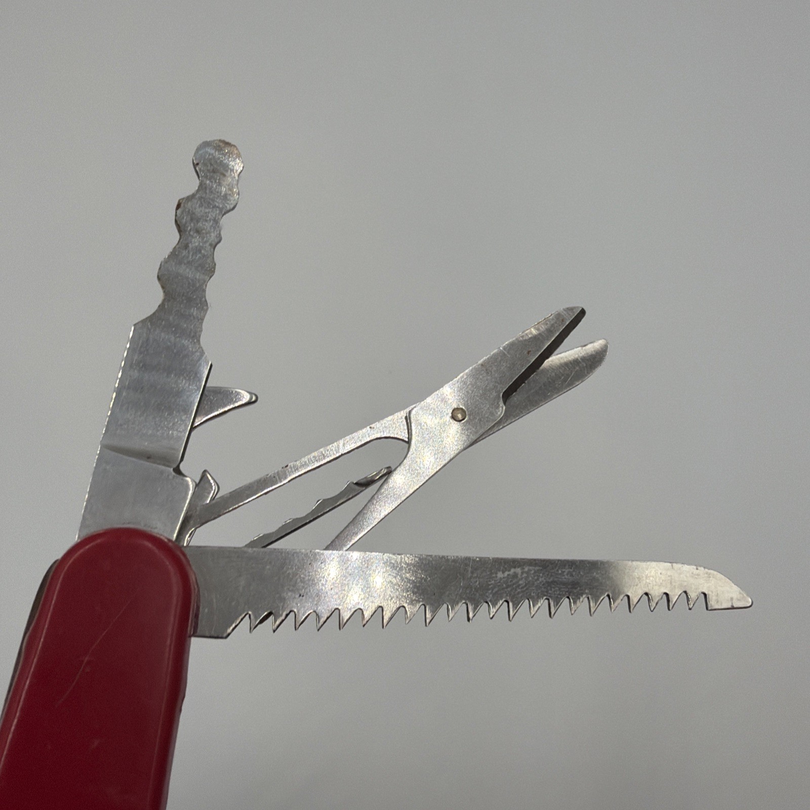ALLTRADE Red Multi-Tool Knife Saw Corkscrew Stainless Steel Blade Camping
