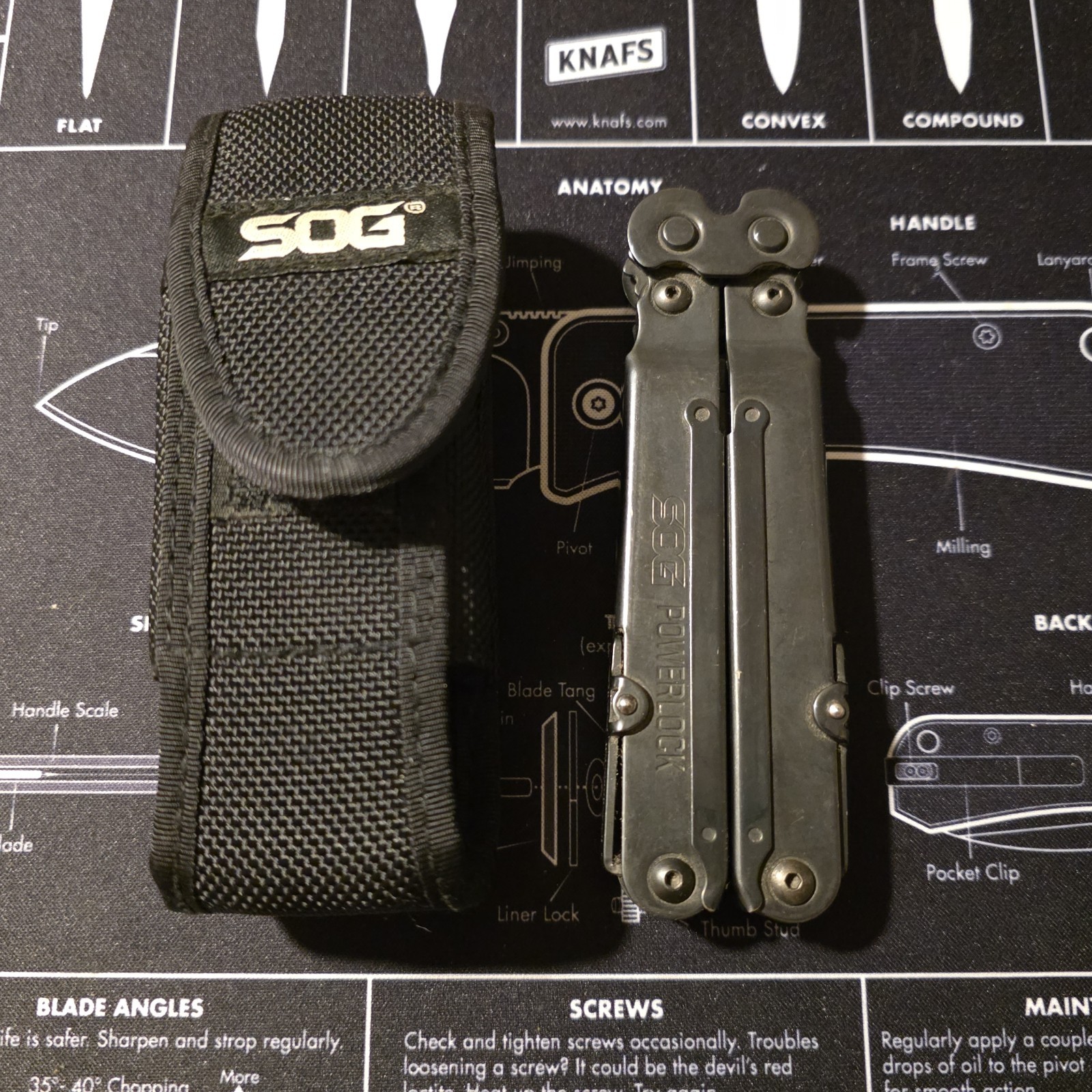 SOG PowerLock Black Oxide Multi Tool With Sheath Pliers,Saw,Screwdriver #9