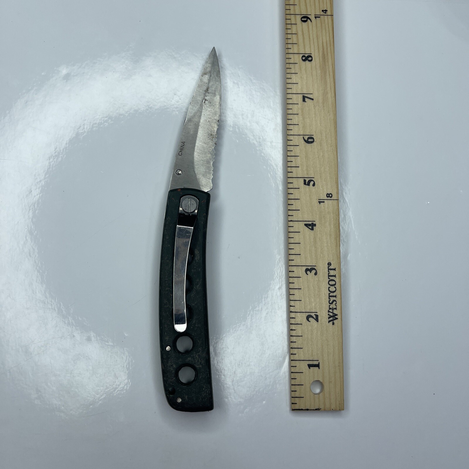 A Resin Green Vtg 440 Steel Folding Utility Pocket Knife Stainless