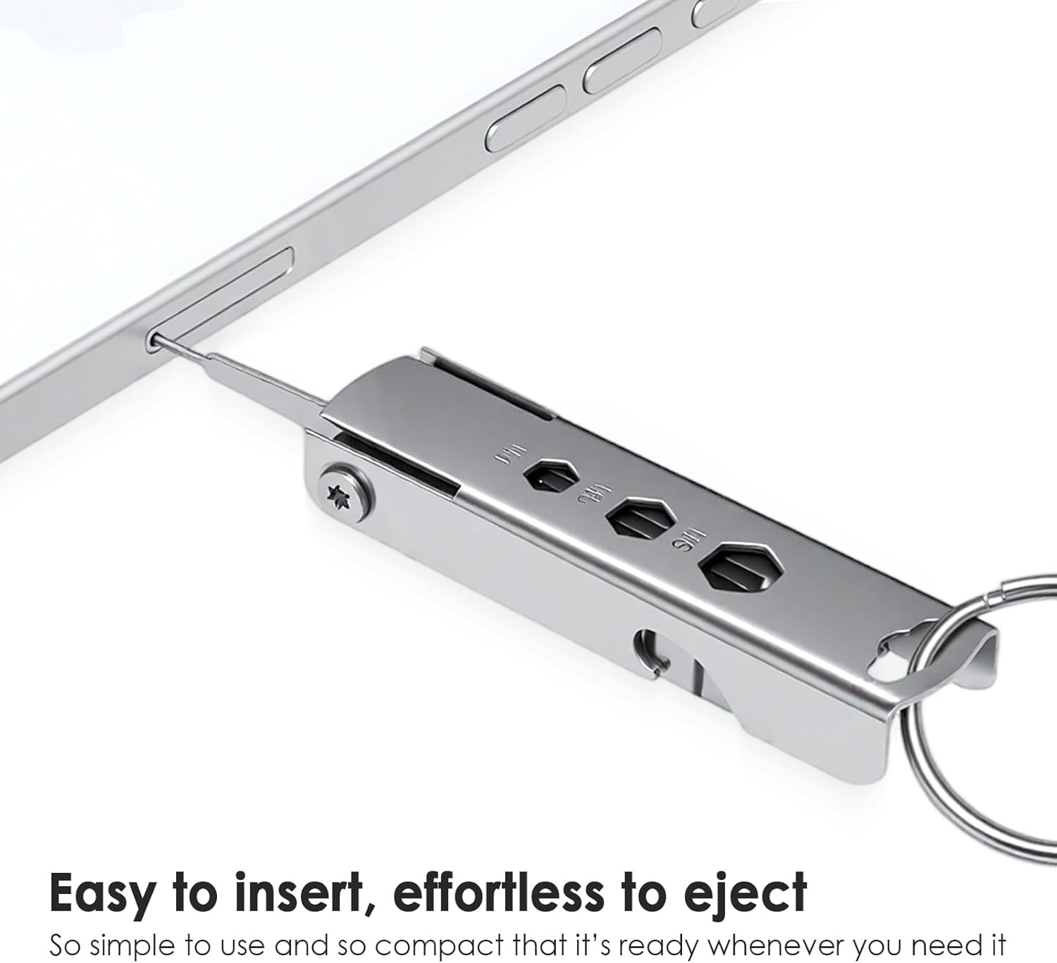 7-In-1 Multi-Tool Keychain, Portable Stainless Steel Pocket Gadget with SIM Card