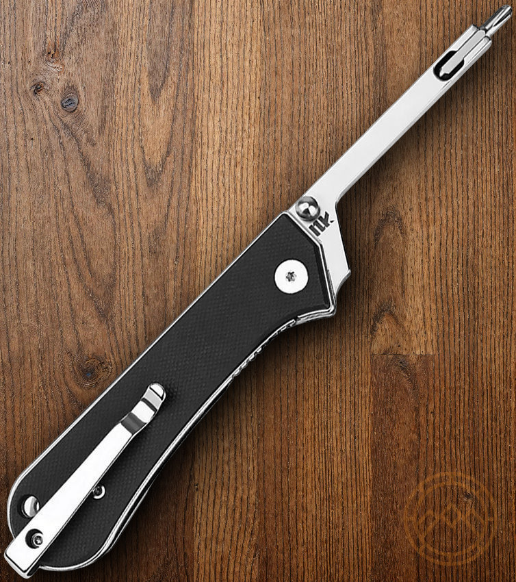 NUKNIVES Kumpanter Folding Screwdriver With Bits Pocket Clip Liner Lock Black