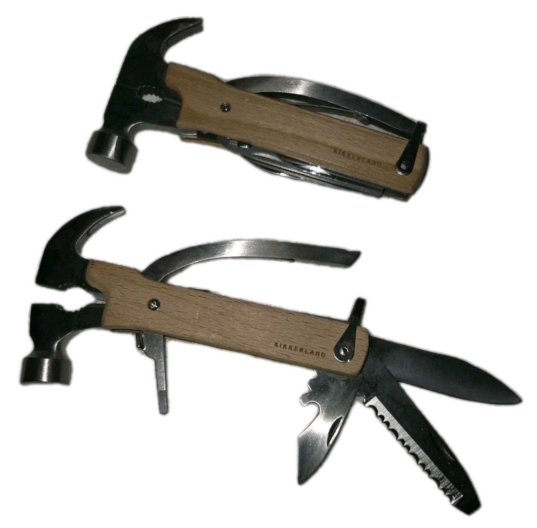 2x Kikkerland 10-in-1 Wood Hammer Multi-Tools