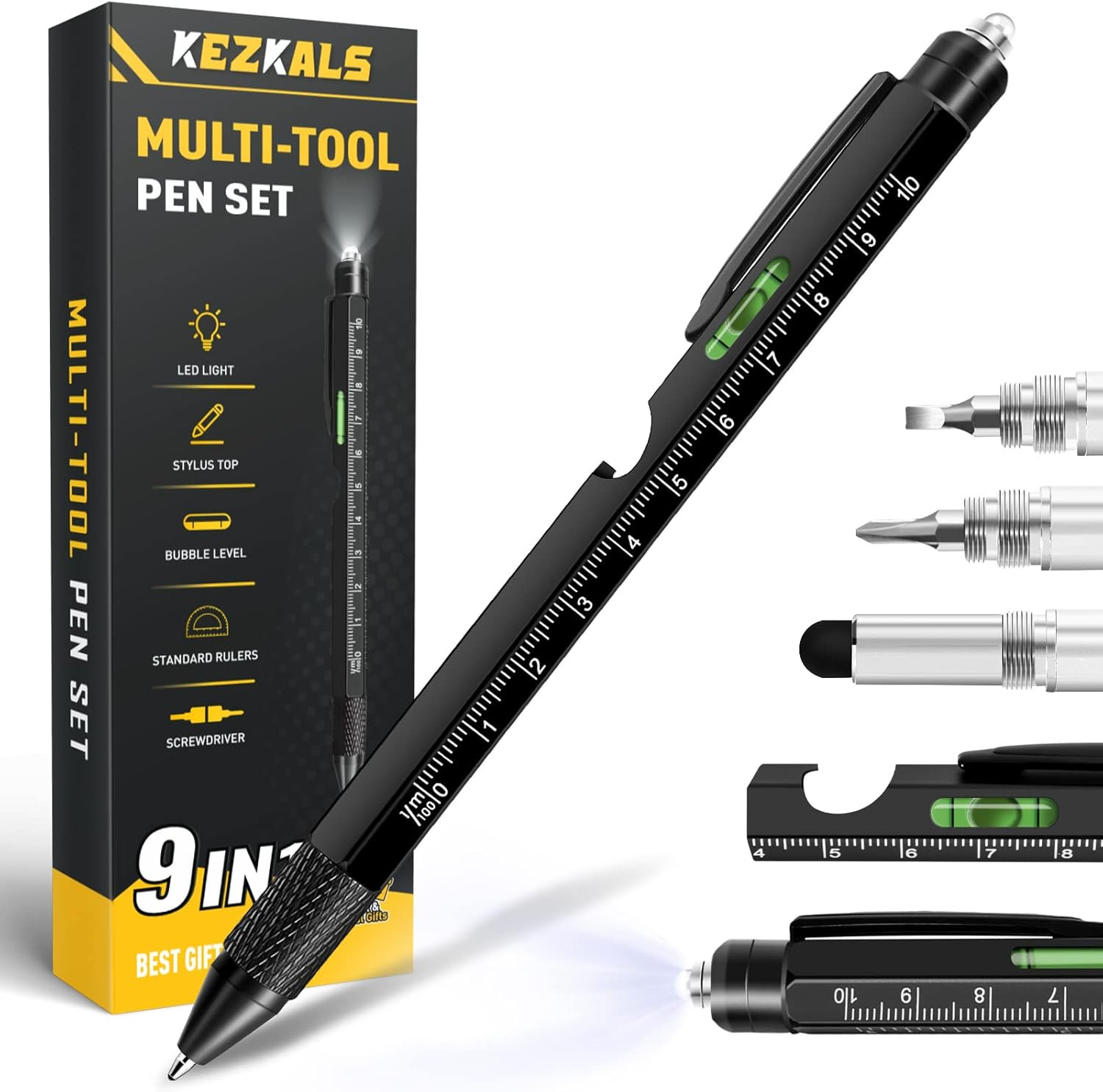 KEZKALS Mens Stocking Stuffers for Teens Adults, 9 in 1 Multitool Pen Gifts