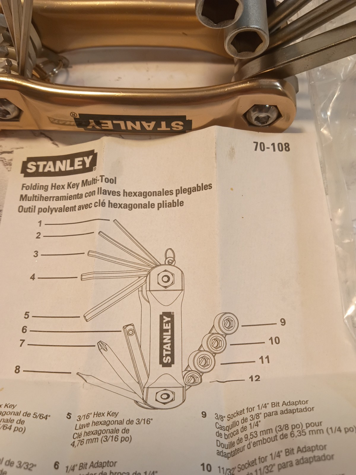 STANLEY FOLDING HEX MULTI-TOOL MODEL 70-108