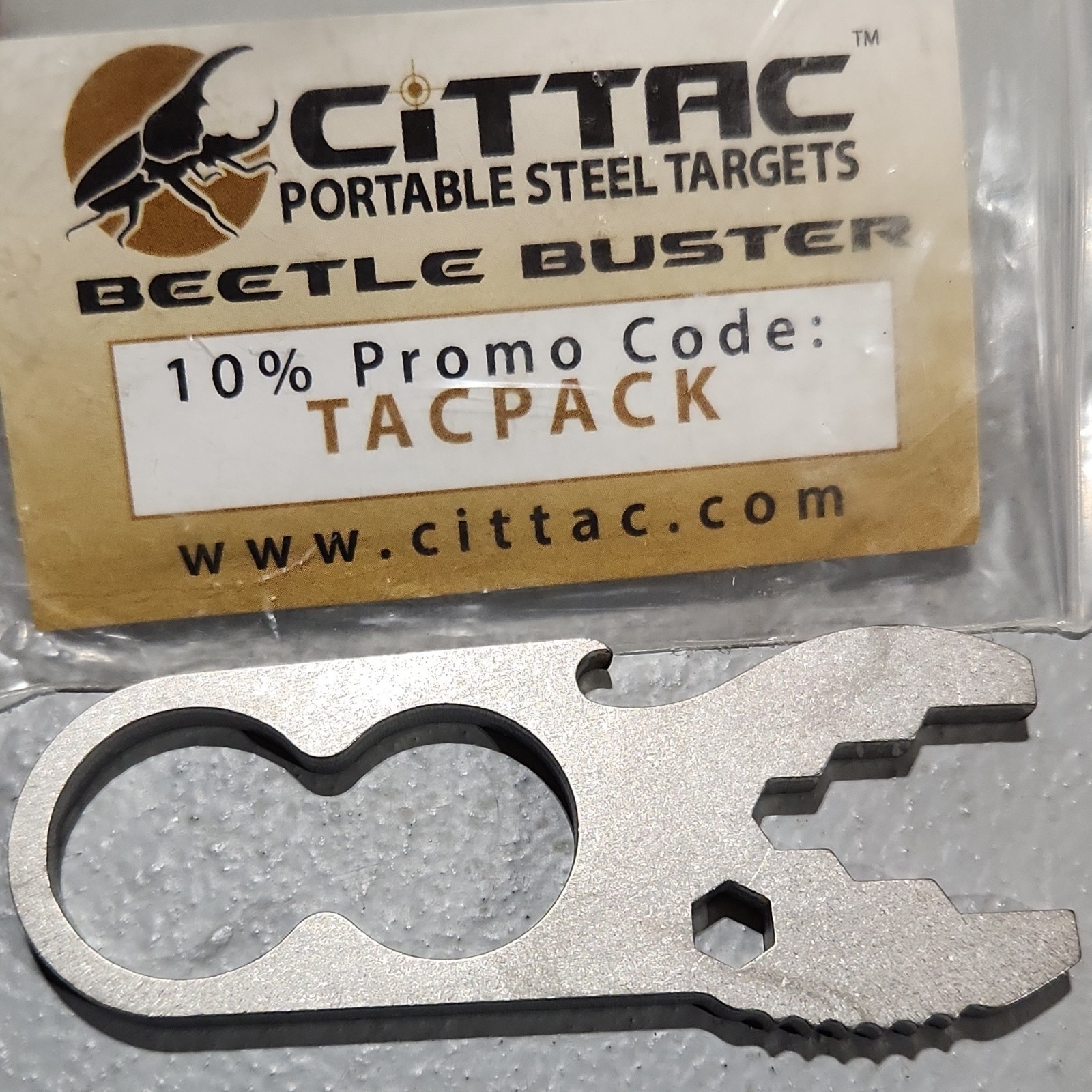 Cittac Beetle Buster Steel Multi-Tool Wrench Bottle Opener Pry Bar Silver