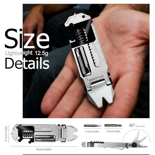 EDC Gear Pry Bar EDC 7 in 1 Multitool with Keychain, Bottle Opener,