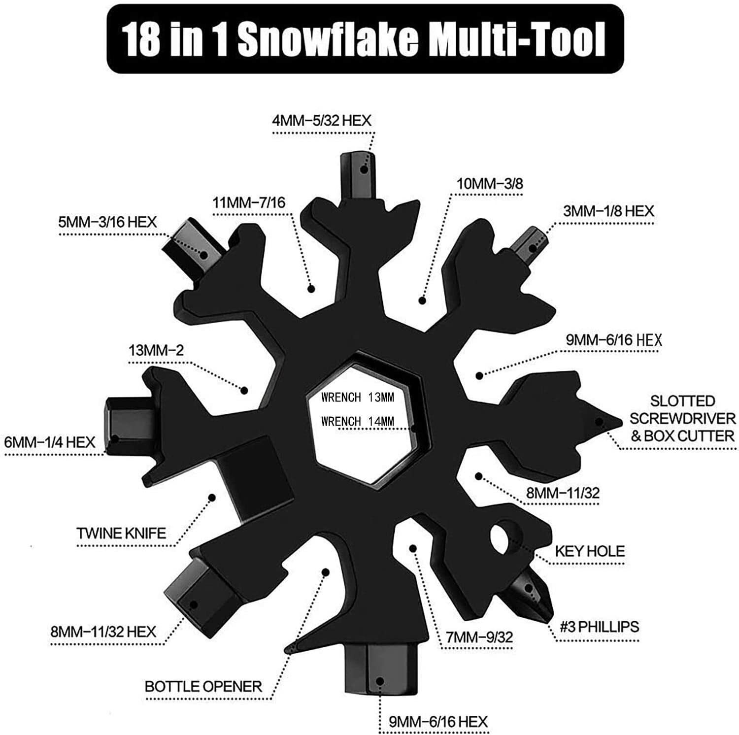 18-in-1 multi-function tool kit- Allen Wrench. Phillips, Flat head-SNOWFLAKE