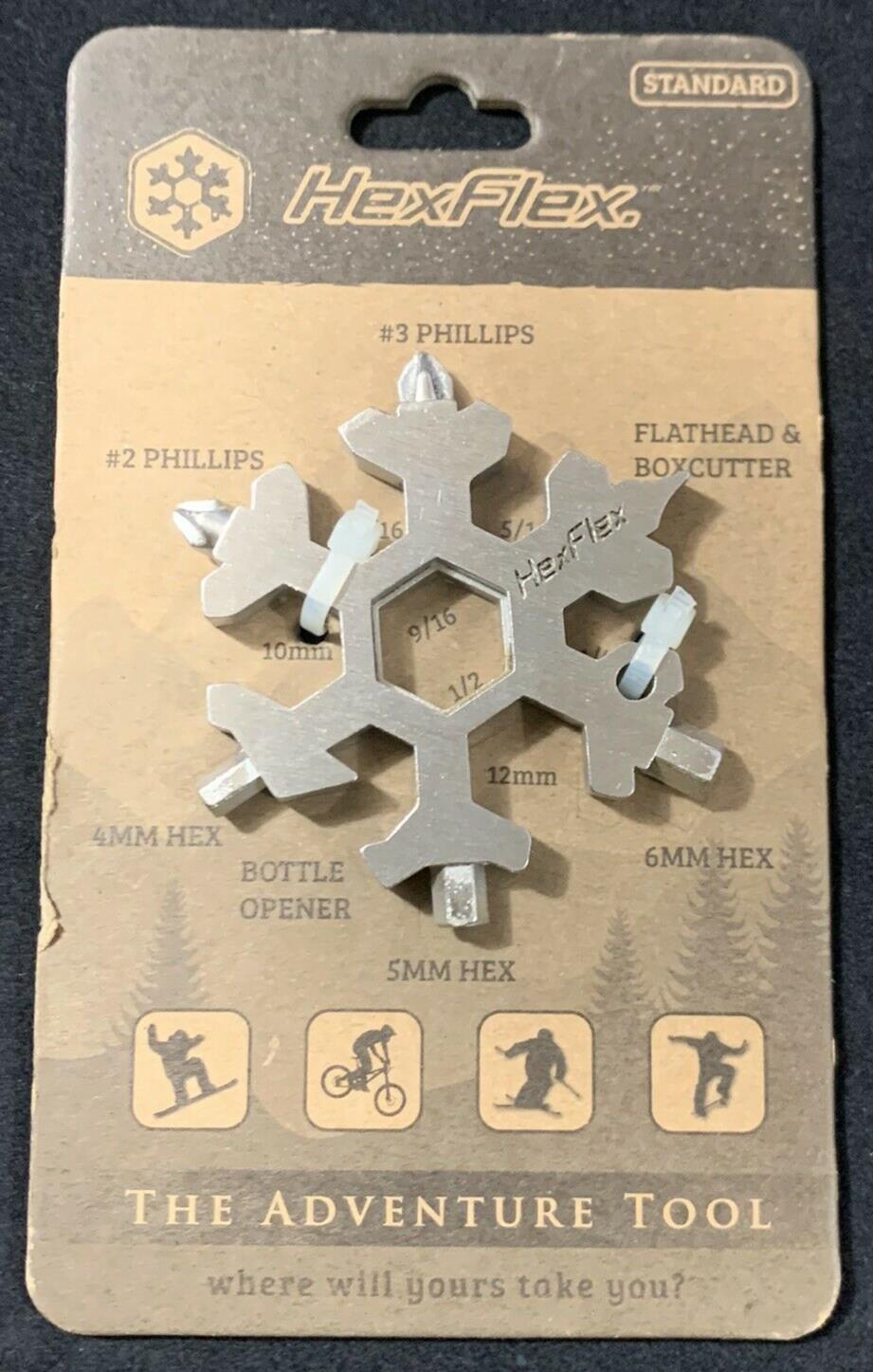 HEXFLEX SS23S ADVENTURE TOOL 15-In-1 Metric MULTI-TOOL Stainless Steel Snowflake