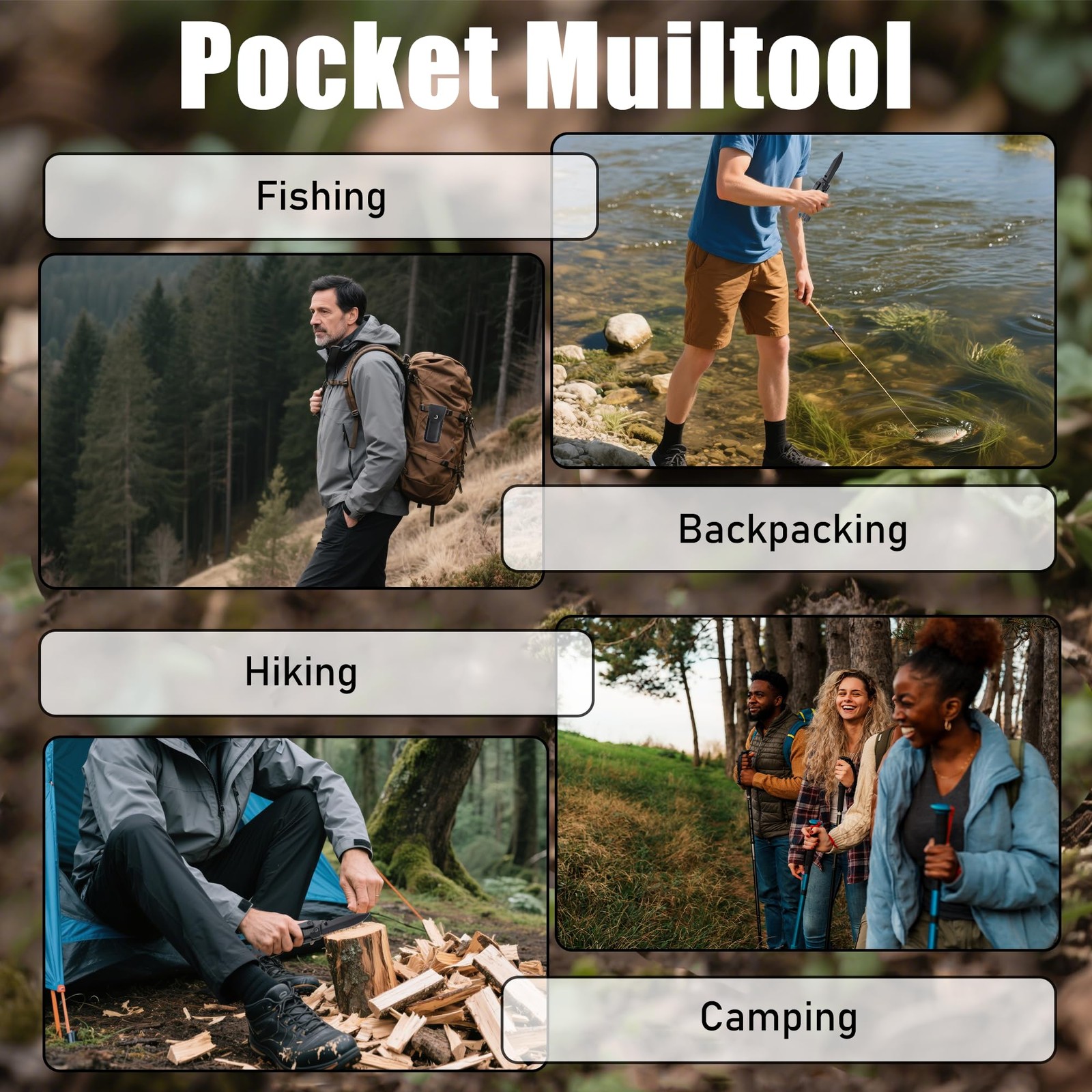 Multitool Knife with Nylon Pouch, 22 in 1 EDC Multi Tools with Fire Starting …