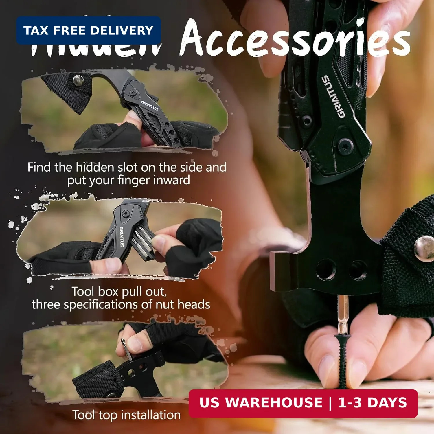 Camping Essentials Multitool Camping Accessories Gifts for Men 16 in 1 Multi Too