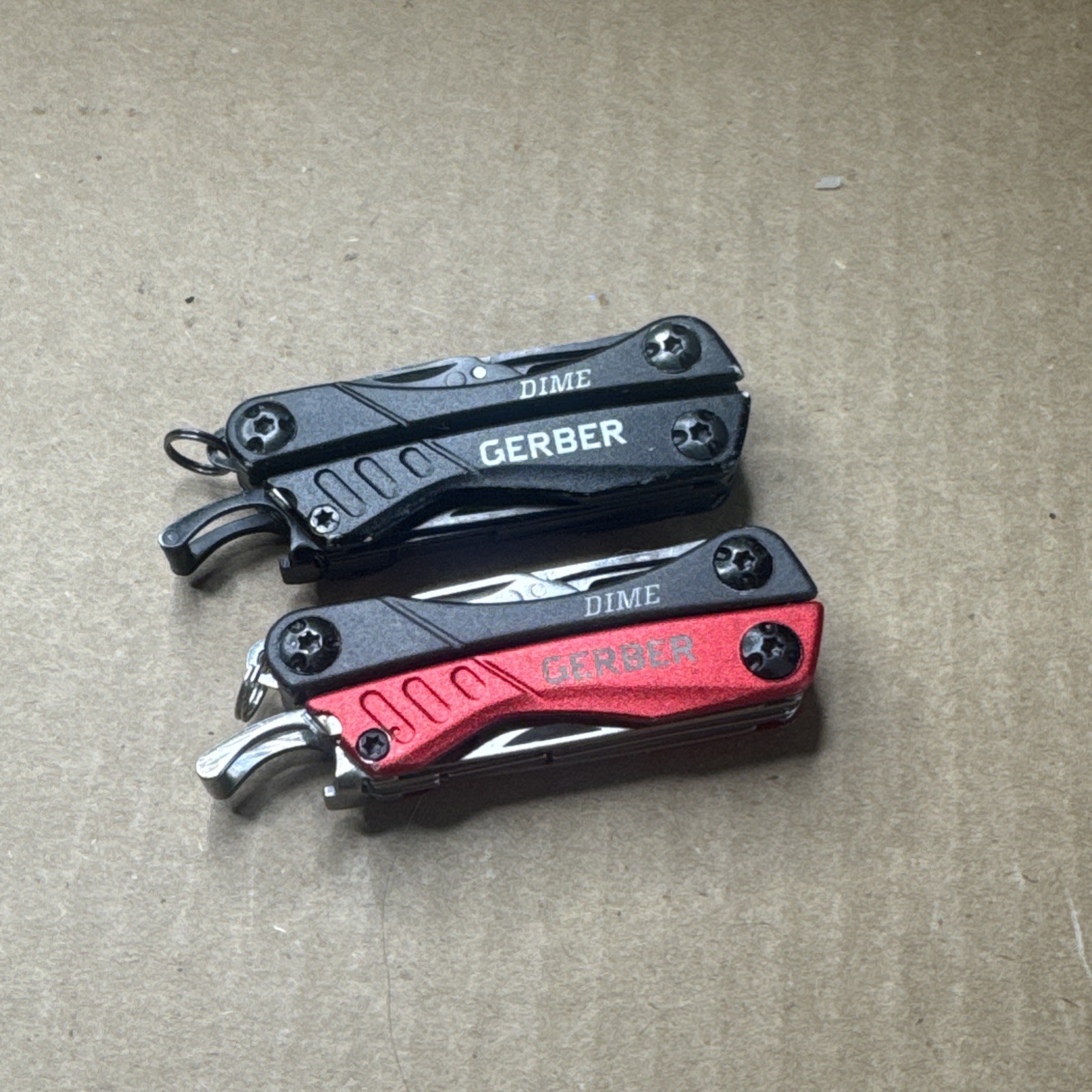 Lot 2 Gerber Dime Multi-Tool Pocket Knife Keychain Folding Pliers, Red And Black