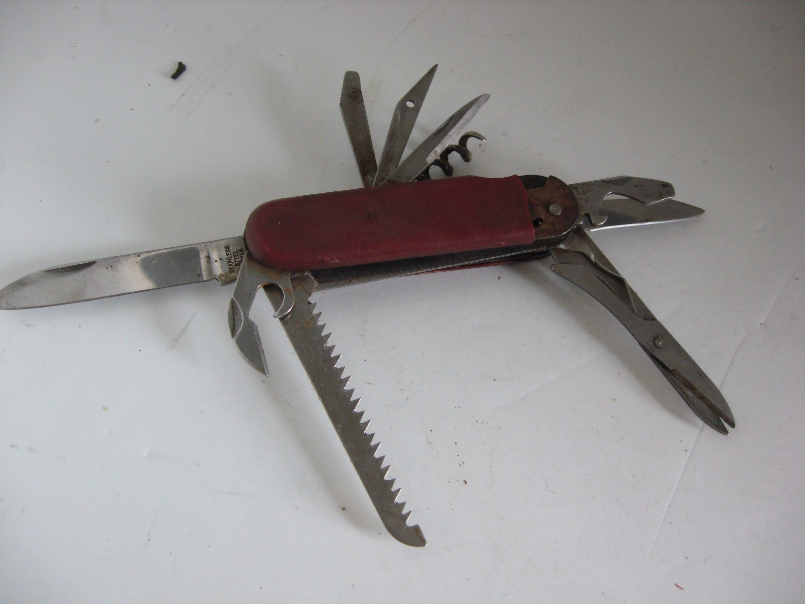 Vtg Swiss Army Style Folding Pocket Knife 10 Tools Multi Function Japan Steel