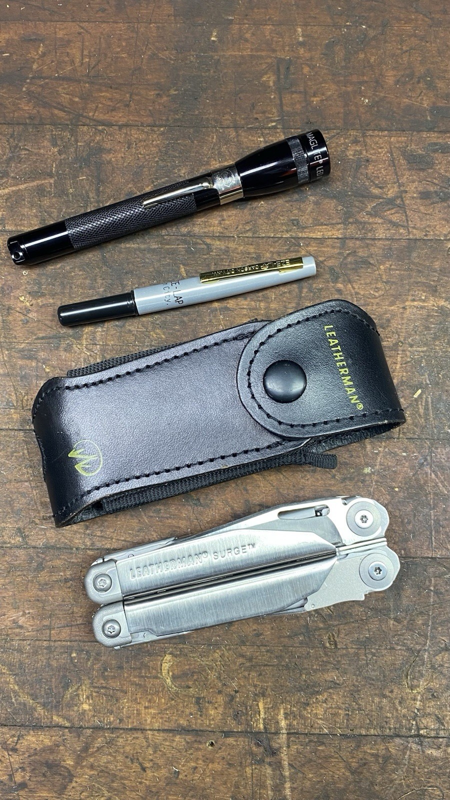 Leatherman Surge Multi-Tool With Sheath EZE Lap Stick & LED Mag Lite, Nice Shape