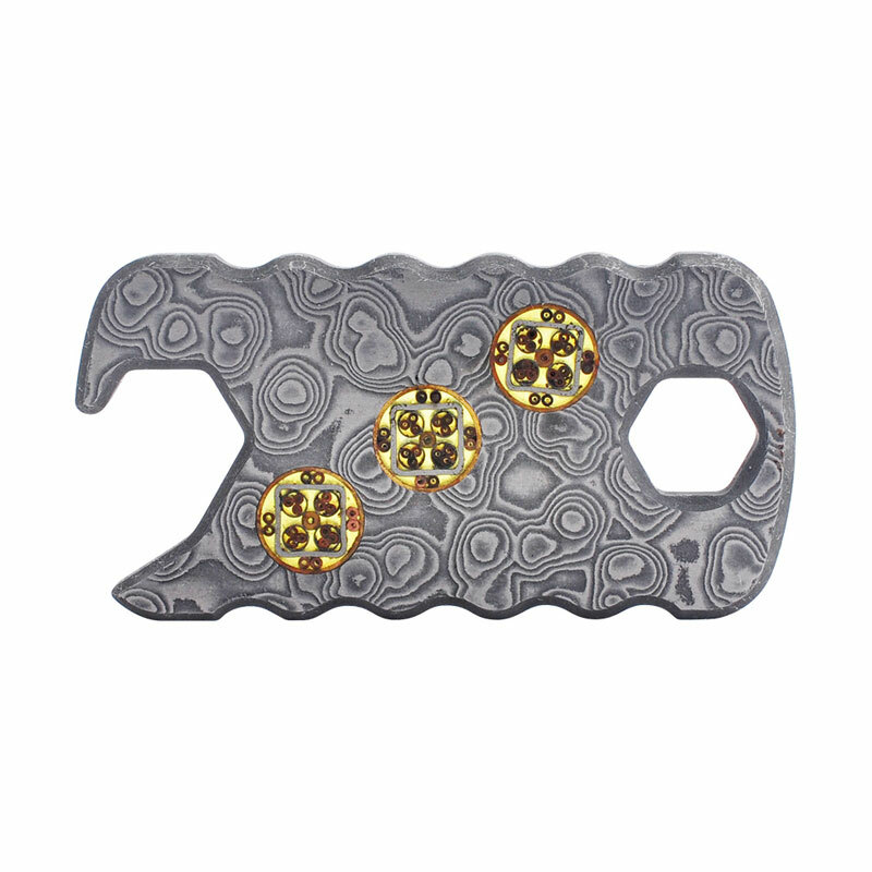 EDC Damascus Steel Multi Tools Card Necklace Wrench Bottle Opener Keychain