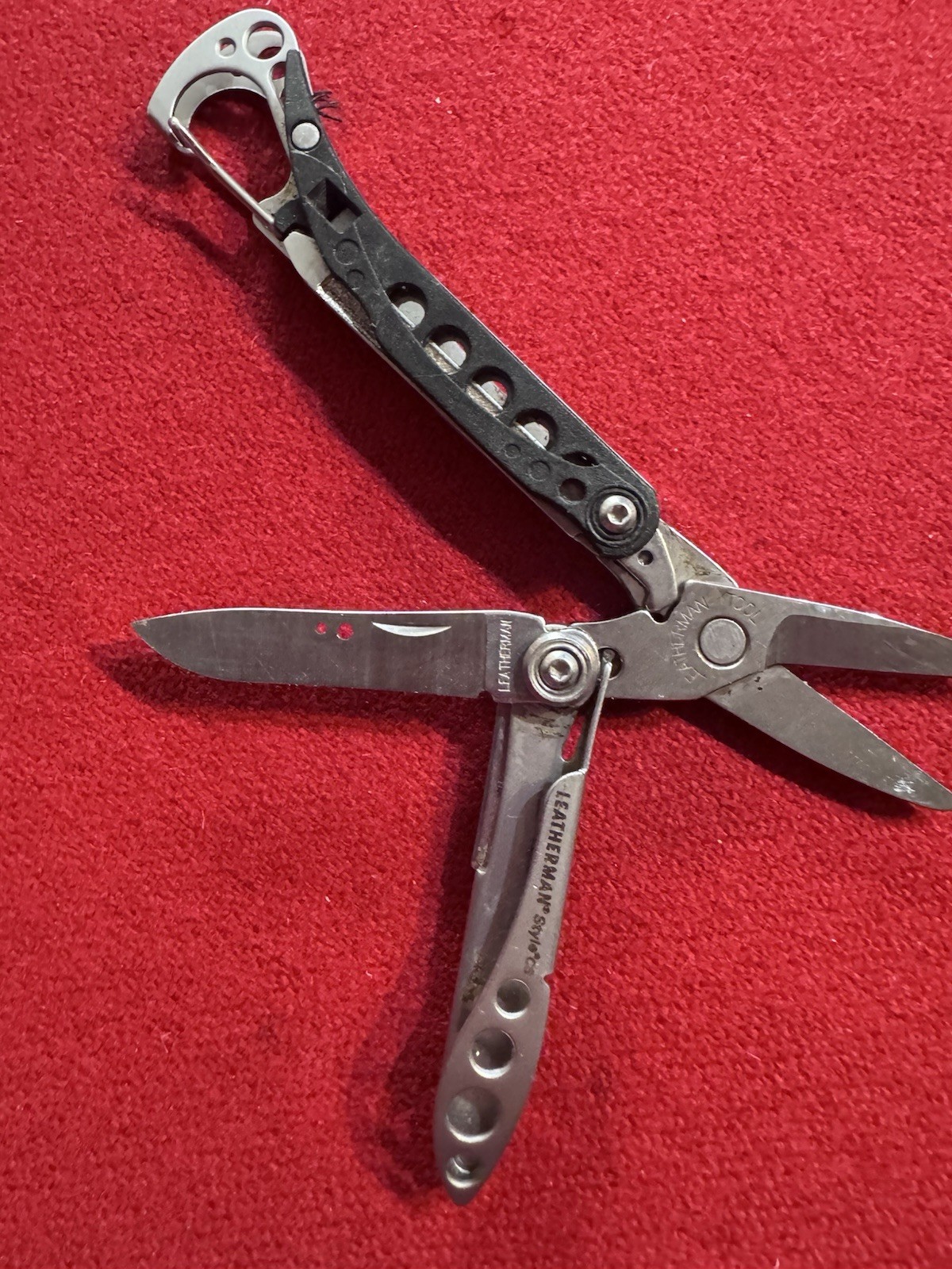LEATHERMAN STYLE CS Mini Black Multitool Carabiner Knife File USA Retired
