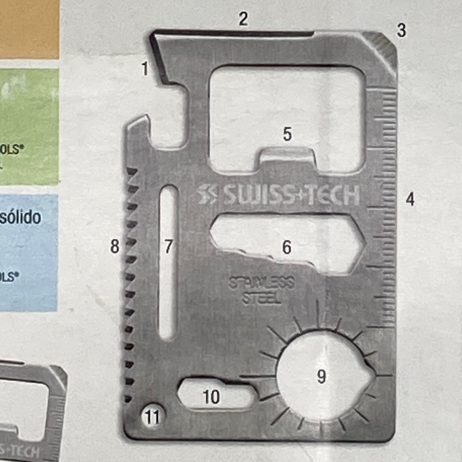 SWISS + TECH Credit Card MULTI TOOL Stainless Steel 11 TOOLS Carry Case Survival