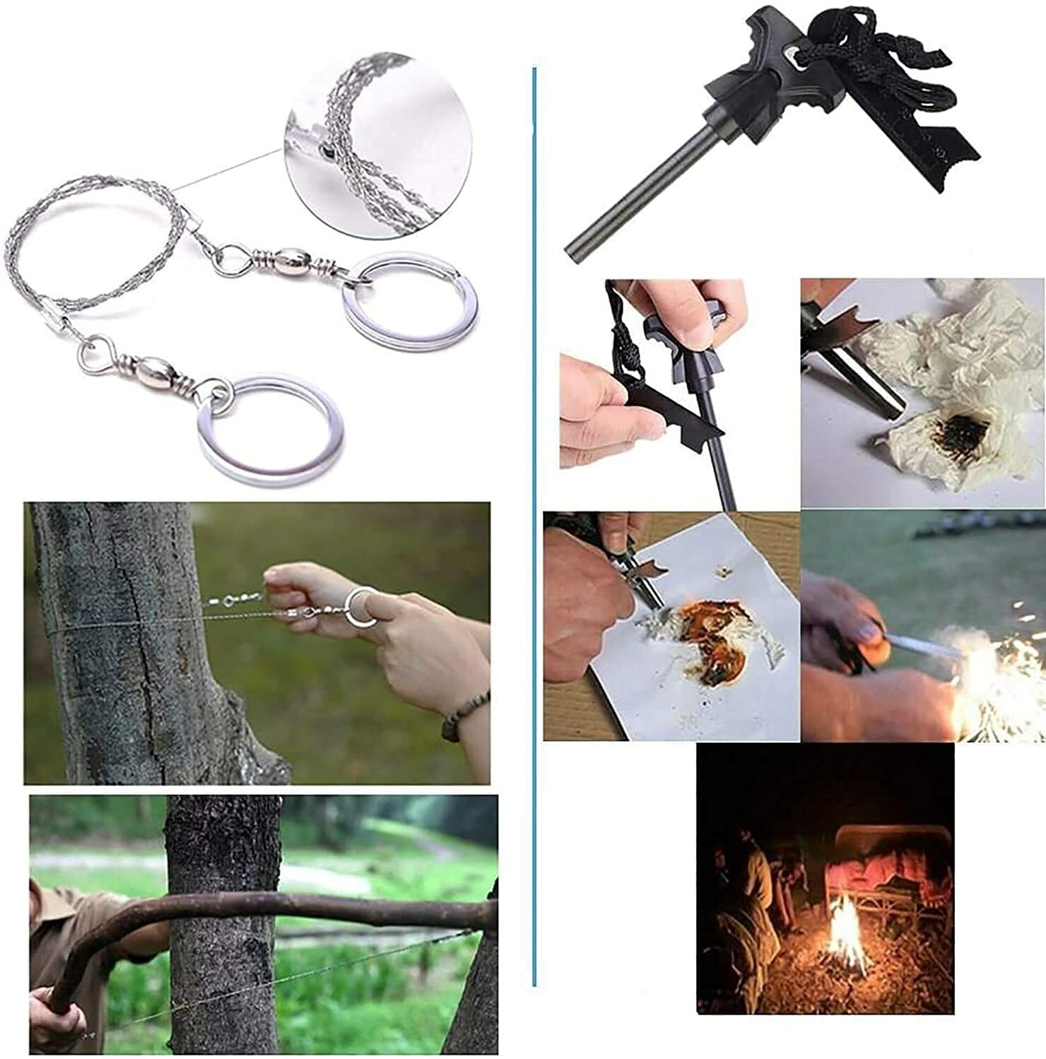 TJ3 Survival Kit 11-in-1 Camping Hiking BackPacking Knife Flashlight Multi-Tool