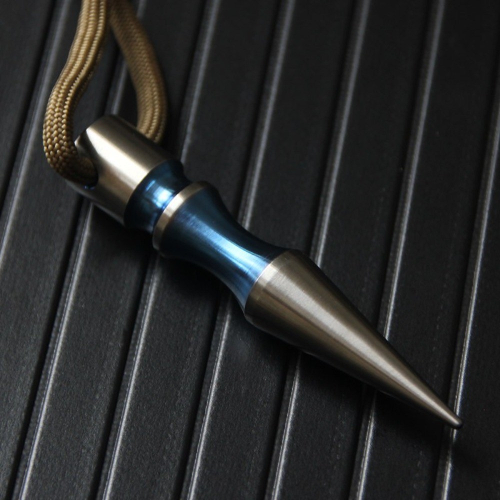 TC4 Titanium Alloy EDC Bead Flame Treated Lanyard Pendant For Knife Paracord DIY
