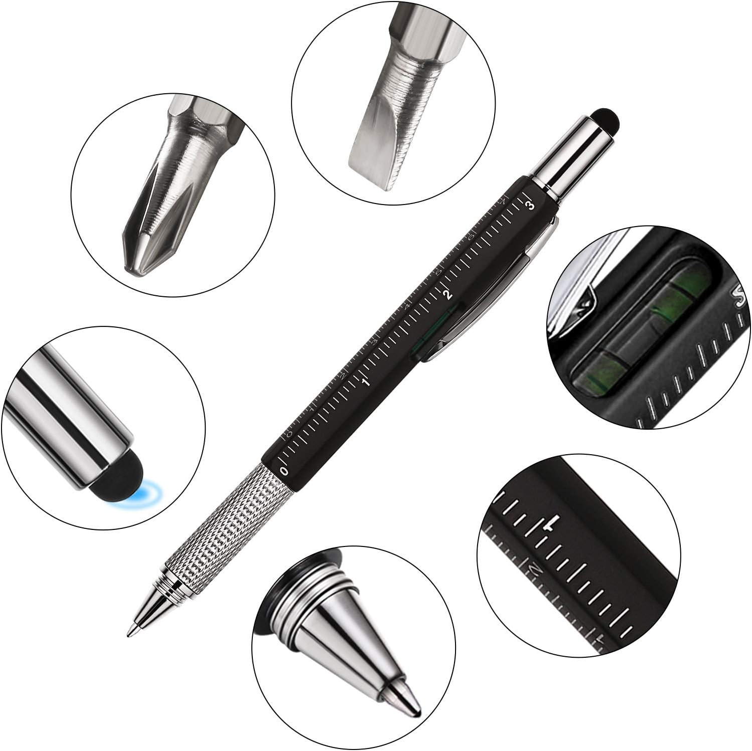 8 Pcs Multitool Pens 6 in 1 Multi-Tool Pen Set with Refills for Men’S Birthday G